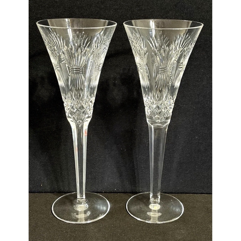 2 Waterford PROSPERITY 9 1/4" Toasting Flutes Wedding Retirement Anniversary